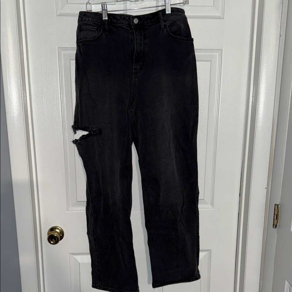 Hollister Dark Gray Ultra High-Rise Dad Jeans W/ slit on the side